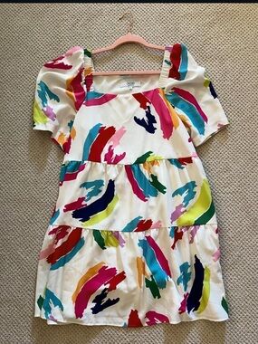 CROSBY by Mollie Burch White Multicolor Brushstroke Mini Dress